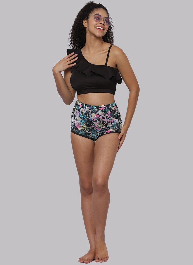 CUKOO One Shoulder Padded Frill Swim Top - Image 5